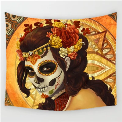 Pattern 2 Hippie Skull Tapestry Wall Hanging Psychedelic Carpet Wall Blanket Mandala Tapestry Art Women Ethnic Dorm Boho Decor Mural Beach - Цвет: Pattern 2
