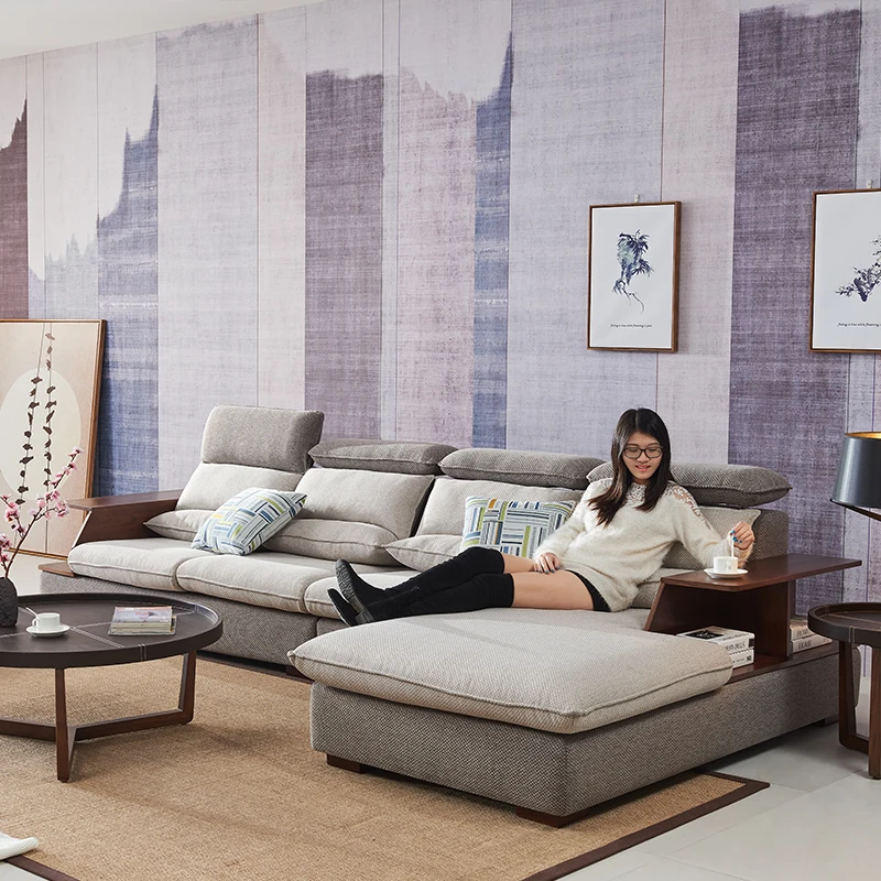 MANBAS Modern Fabric Sectional Sofa Set Living Room Couch Corner Salon Sofas Cama Home Furniture with Storage,Adjusted Headrest