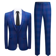 Aliexpress - Jackets + Vest + Pants 2021 Men’s luxury Groom Wedding Dress Plaid Formal Suits Set Men Fashion Casual Business Suit Three-piece