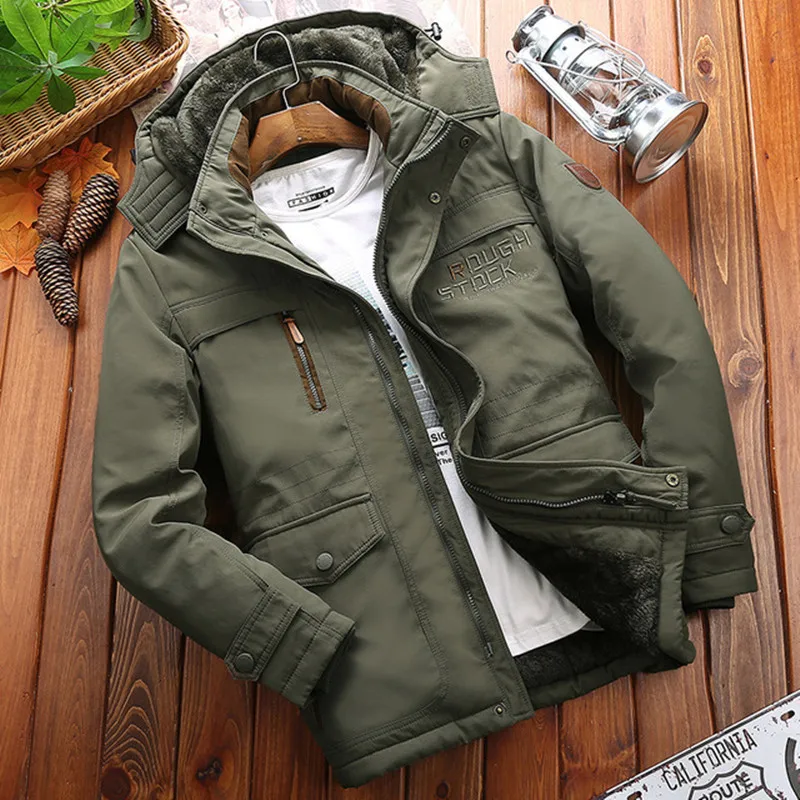 Новая зимняя мужская хлопковая куртка, парки высокого качества с бархатной подкладкой, Толстая Теплая Повседневная куртка с капюшоном, Мужская ветровка, верхняя одежда 6XL