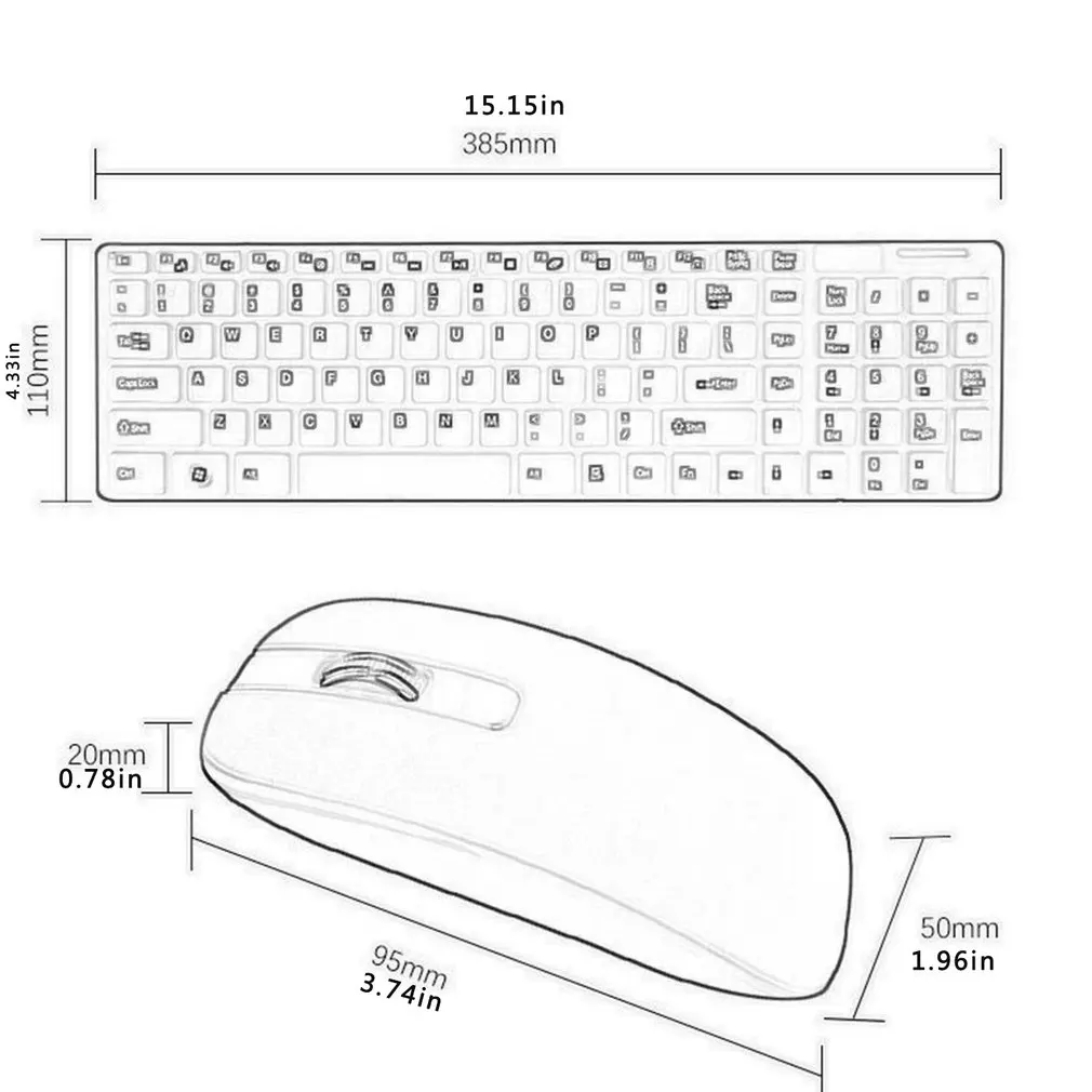 Wireless Keyboard And Mouse Mini Multimedia Keyboard Mouse Combo Set For Notebook Laptop Mac Desktop Office Supplies-5