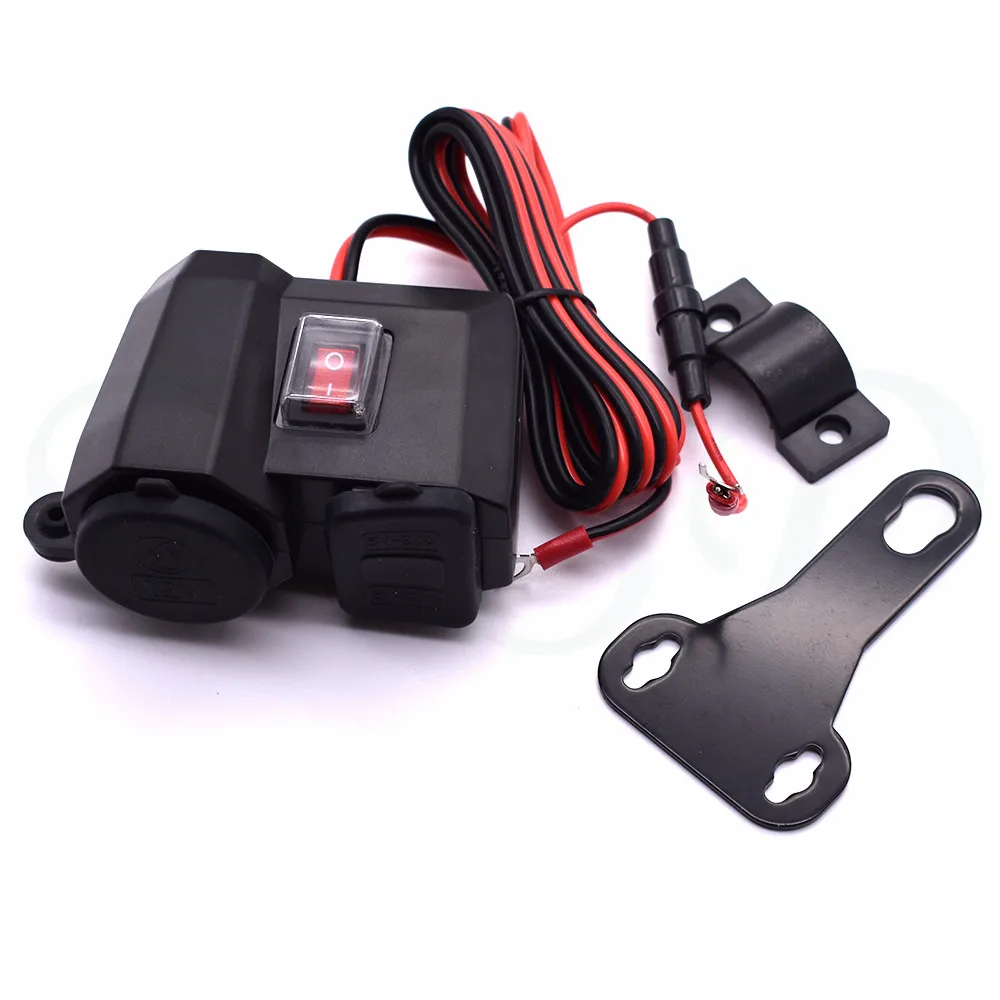 

Motorcycle Dual USB Charger with Cigarette Lighter Socket LED Voltmeter waterproof for Yamaha FJ-09 / MT-09 MT-07 MT-10 R3 R6 R1