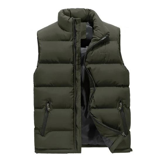 army green Хороший M-7XL Мужчины зимний жилет мужской теплый толстый мягкий жилет пальто Мужская куртка без рукавов мужские s Синий/Черный Повседневные пуховые жилеты - Цвет: army green