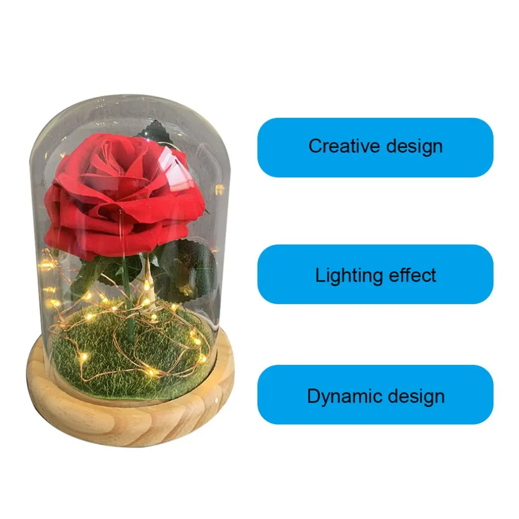 Led Glass Rose Night Light Home Decoration Lights Creative Atmosphere Lights Fashion Professional Beautiful