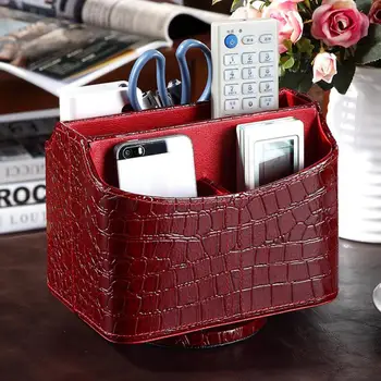 

PU Leather Storage Box Office pen holder jewelry storage box revolving holder