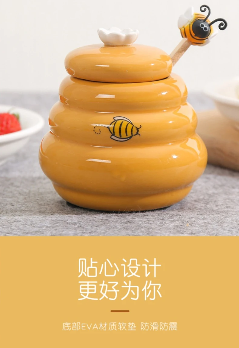 Mini pot à miel pot en céramique et trempette en bois Joie MSC ruche avec  bourdon 67742801517 