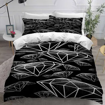 

Diamond Bedding Set Doona Bedroom Decor Hypoallergenic Quilt Cover Black Background 1PC Duvet Cover Pillowcase Dropship