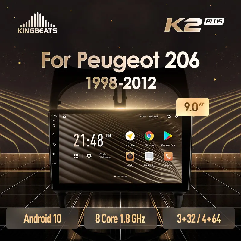 KingBeats штатное головное устройство For Peugeot 206 1998 - 2012 GPS Android 10 автомагнитола на
