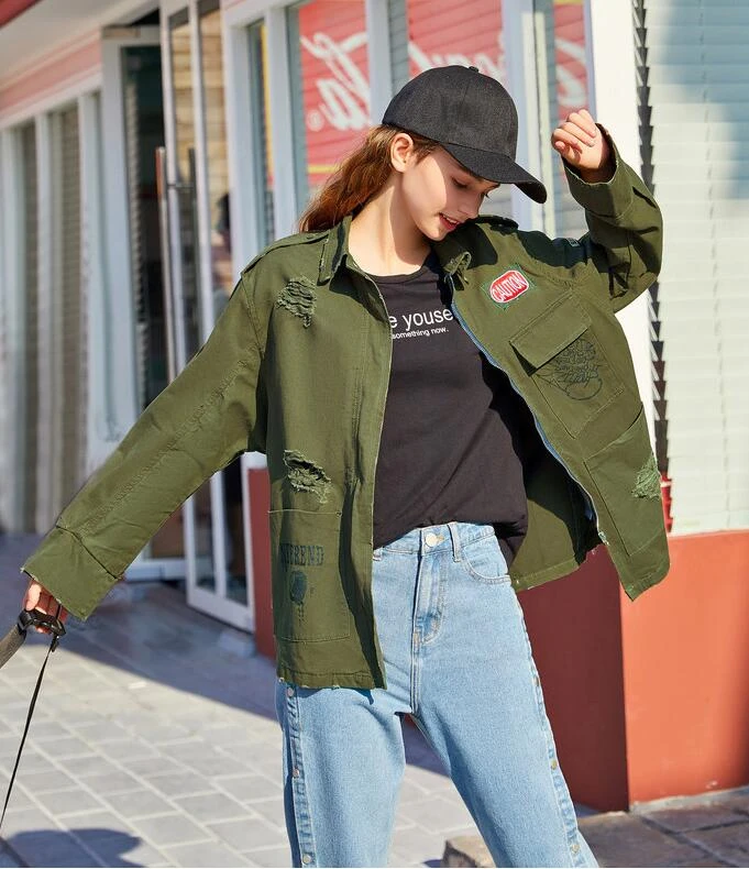 oversized khaki denim jacket