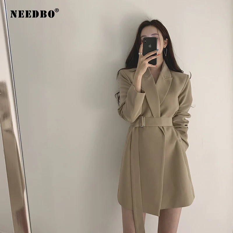 

NEEDBO Spring Women's Blazers Solid Color Casual Formal Jacket Slim Outerwear Tops Female Coat Women Autumn 2021 Office Ladies