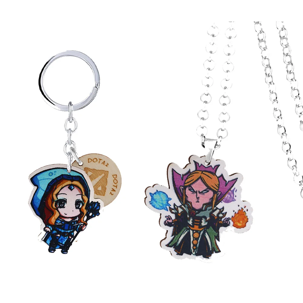 

DOTA 2 Key Chain Necklaces Pudge AXE CM Kael Roshan jugg Pendant Necklace Chain Metal Keychain Keyrings Gift Jewelry for Mens