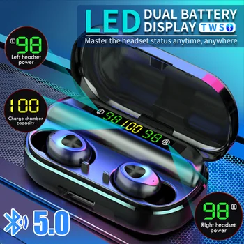 

F10 Bluetooth 5.0 TWS Earphone Binaural 3 LED Digital Display Voice Call With Charging Box For Mobile Power Supply + Holder