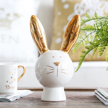 

Statue Crafts Creative Home Decoration Accessories R3052 Rabbit Piggy Bank Arts Sculpture Ceramic Nordic Style Luxurious Animal