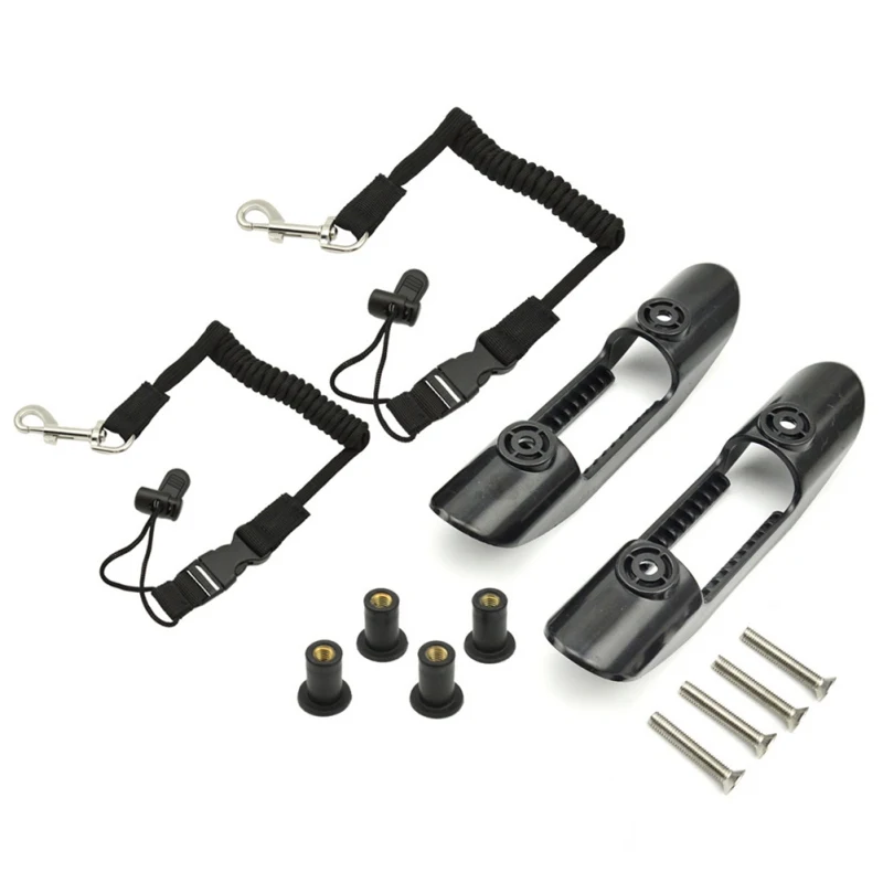 

4 Pcs Kayak Paddle Holder Kayak Adjustable Safety Paddle Leashes And Deck Mounted Clips Universal Kayak Accessories