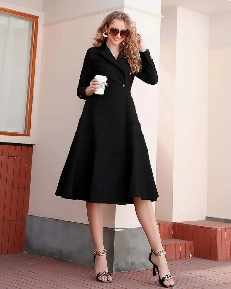 

Double Breasted High Waist Line Overcoat