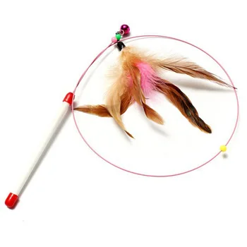 

Cats mascotas juguetes funny feathers Pet gatos bells pet toys rod pole Supplies cat with para Wire