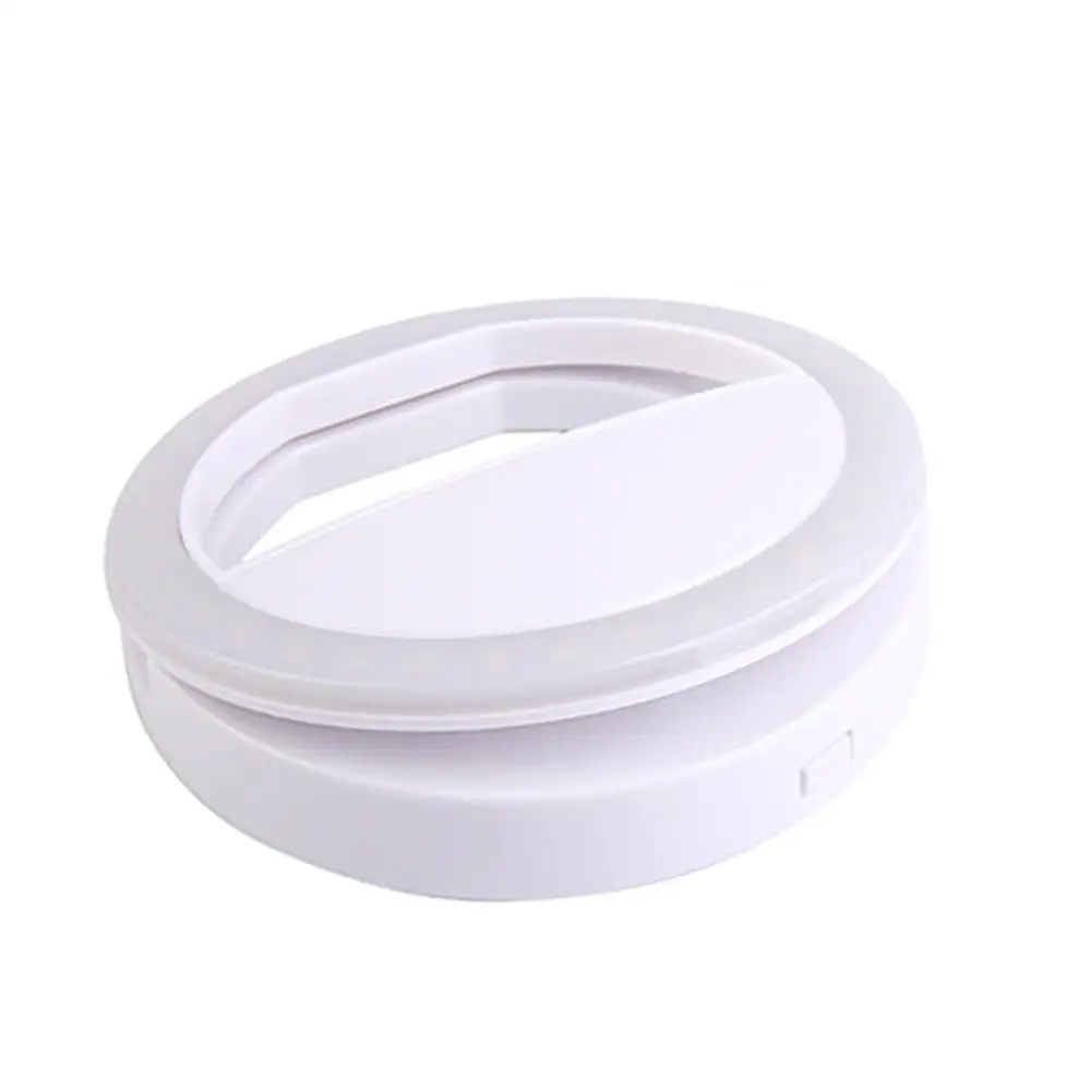 Перезаряжаемый светодиодный светильник-вспышка для селфи, Универсальное кольцо для мобильного телефона, светящееся кольцо для селфи, клипса для iPhone 8 8x7 6 6S - Цвет: Белый