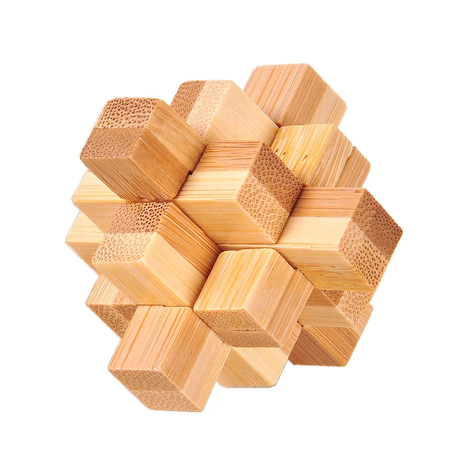 Wooden Educational Toy Kongming Luban Lock Brain Teaser Ball Out Puzzle Game  A 