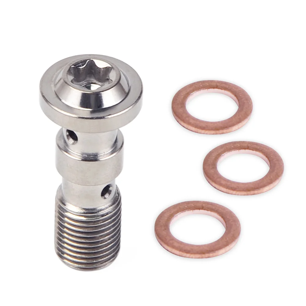 Nicecnc motocicleta inoxidável freio banjo parafuso m10 x 1.0mm banjo parafuso m10x1.0 para ktm ducati triumph-2
