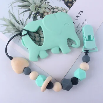 

2Pcs/set Food Grade Silicone Baby Teethers and Teething Pacifier Chain Holder