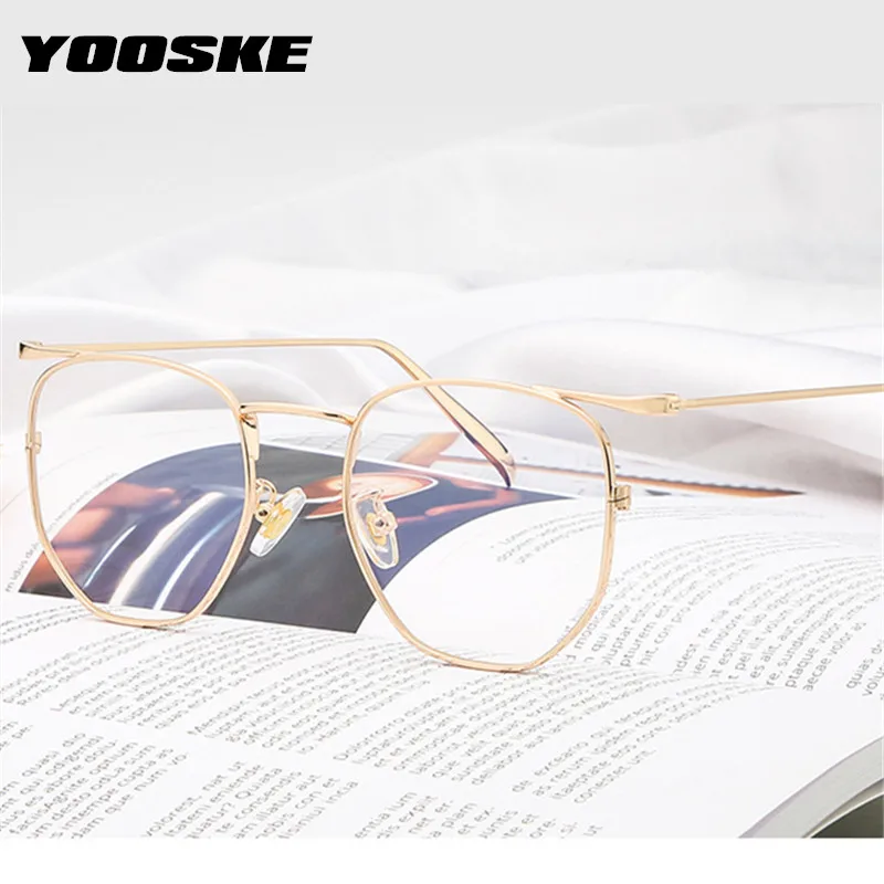 

YOOSKE Anti-blue light Glasses Frame Men Women optical Eyeglasses Frames Vintage Metal Clear Lens Spectacles Eyewear