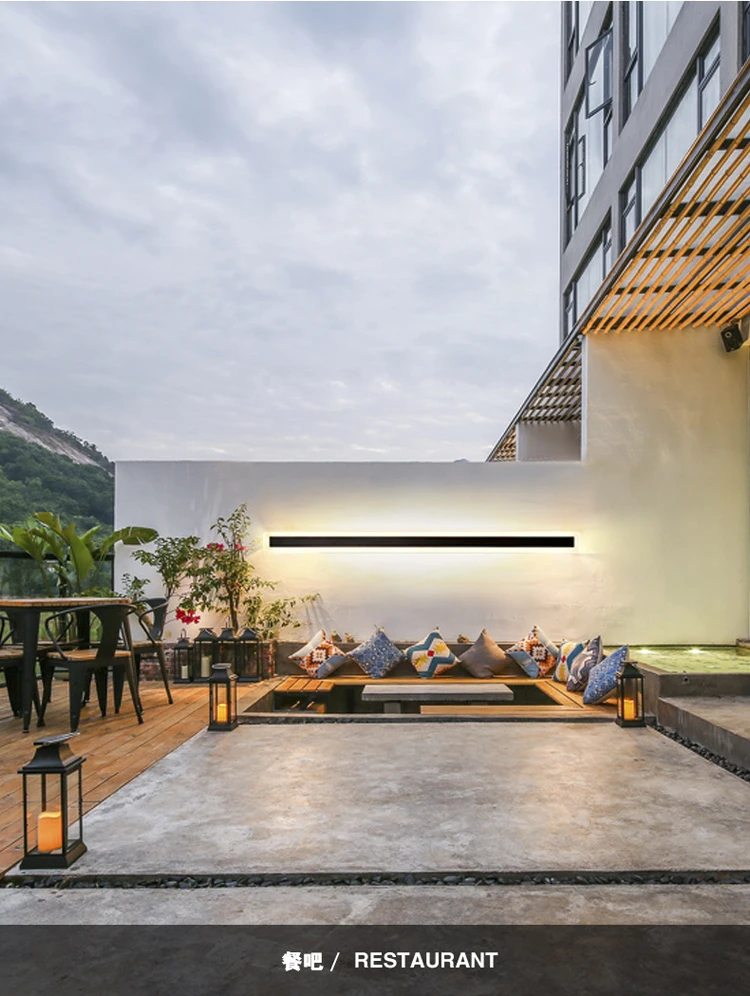 Luminária de Parede Linear à Prova Iluminação para Varanda Casa de Hotel D'água Estilo Minimalista Outoor Led Ip65 6 Luminária de parede led linear à prova