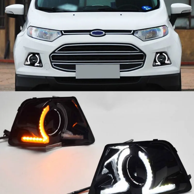 

1 set LED DRL Daytime Running Lights Daylight yellow turn Fog Head white Lamp For Ford Ecosport 2013 2014 2015 2016