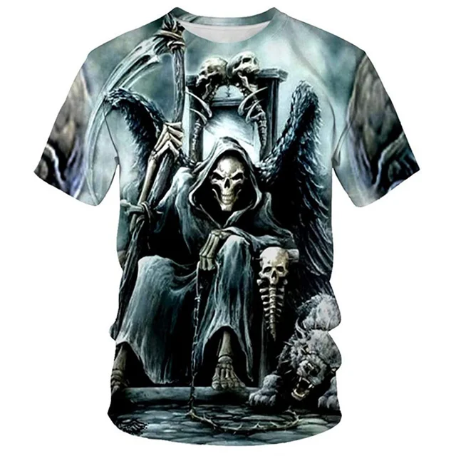 3D Printing Oversized Skull T Shirt For Men Streetwear Hip Hop Trend Oversized Personality Punk Tops Harajuku Leisure Top Tees 4