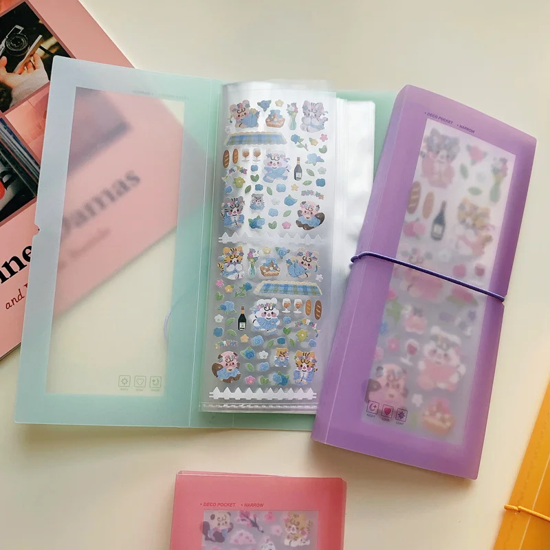 Photo Album 60 Slots Transparent Matte Stickers Storage Book Capacity Exhibition Photo Album Tool Card Package Button Type Case