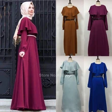 Dubai Arab Women Muslim Traditional Abaya Gown Islamic Clothing Ruffle Loose Style Long Sleeve Dress Turkish Kaftan Ramadon