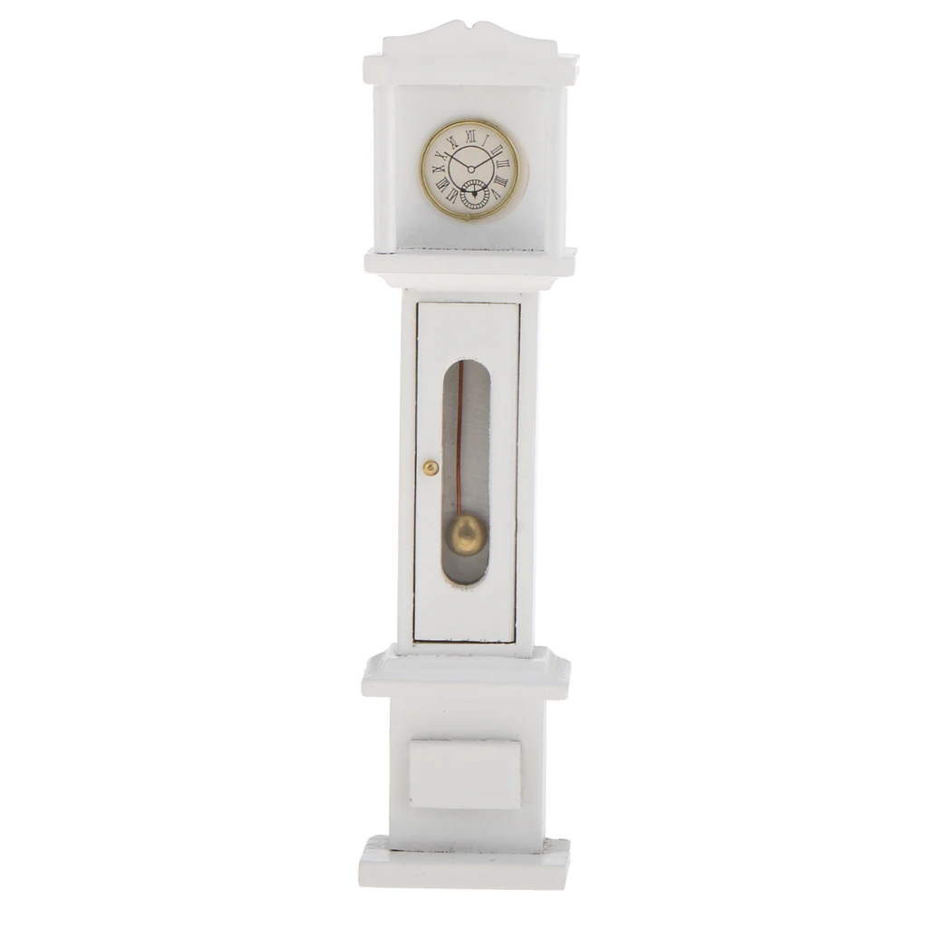 1/12 Dollhouse Miniature Room Furniture Vintage White Grandfather Clock