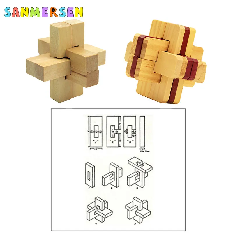IQ Brain Teaser Kong Ming Lock Lu Ban 3D деревянная Блокировка Burr Jigsaw Развивающие Пазлы игрушки