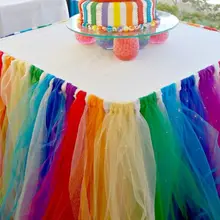 Ручная работа, мягкие Тюлевая оборка для стола детская игрушка в ванную для дня рождения, Хэллоуина Декор Контрастность Цвет лоскутное платье-пачка скатерть на стол
