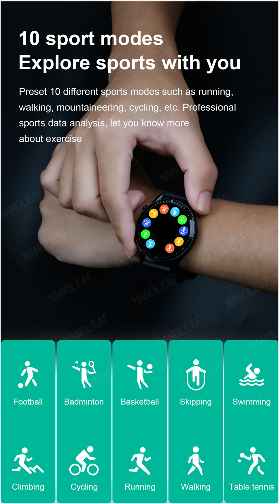 Smart Watch Sport Men Make Answer Call Business Digital Wristwatch with Music Player App Message Reminder Fitness Tracker