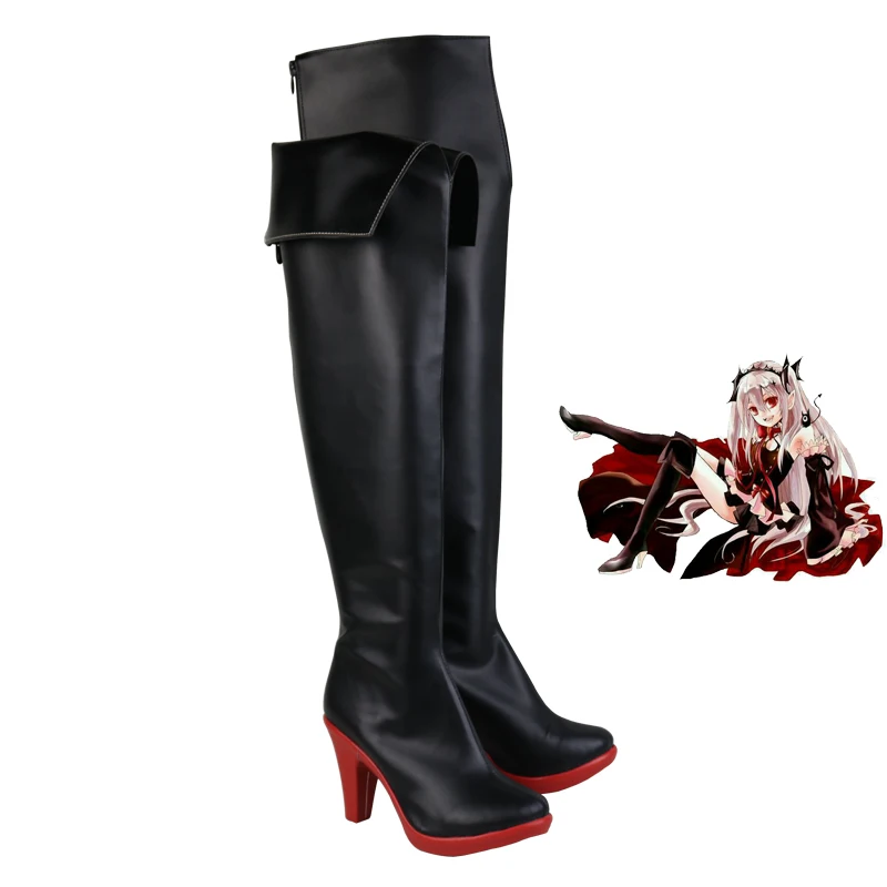 Аниме последний Серафим Krul Tepes обувь косплей черные высокие сапоги обувь на Хэллоуин Женская обувь на заказ
