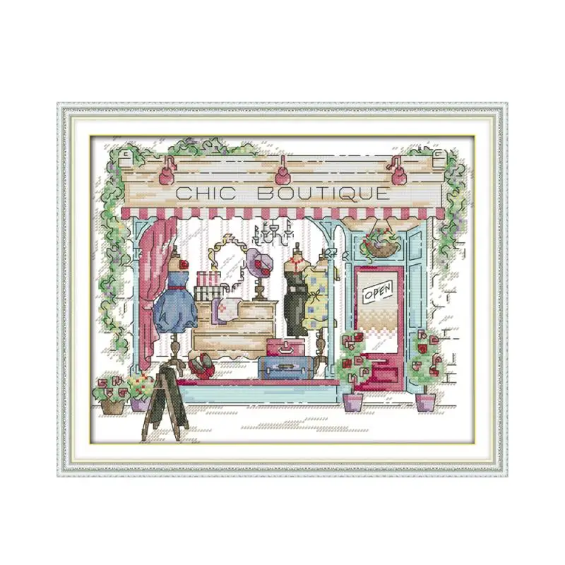 Cross Stitch Kit Chic Boutique cross stitch kit cartoon 14ct 11ct count print canvas stitching embroidery DIY handmade needlework