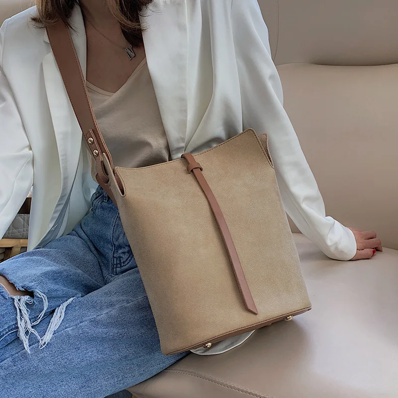 

Scrub Leather Bucket Bags For Women 2019 Autumn Winter Lady Luxury Quality Crossbody Messenger Shoulder Bag Female Handbags