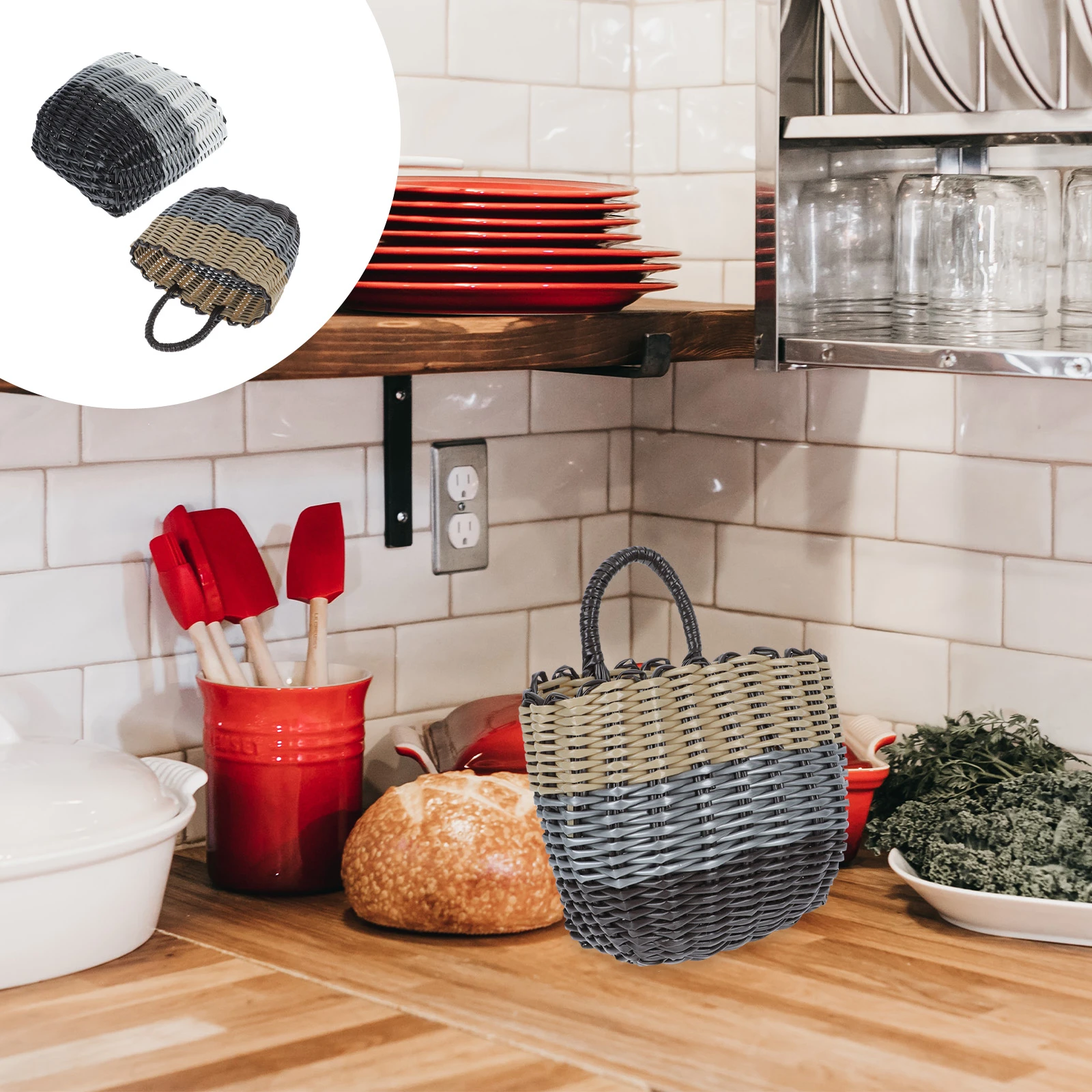 Cestas colgantes para cocina, canastas de baño para el hogar, 2 uds.|Cestas de almacenamiento| -