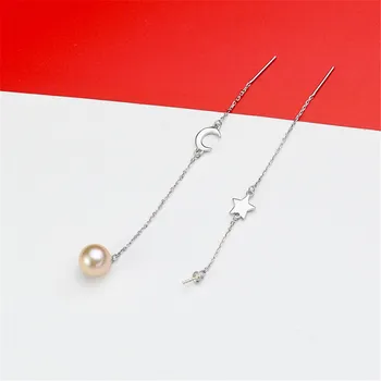 

Real Solid 925 Sterling Silver Pearl Stud Earrings Accessories Findings DIY Jewelry Ear Hook Blank Empty Support