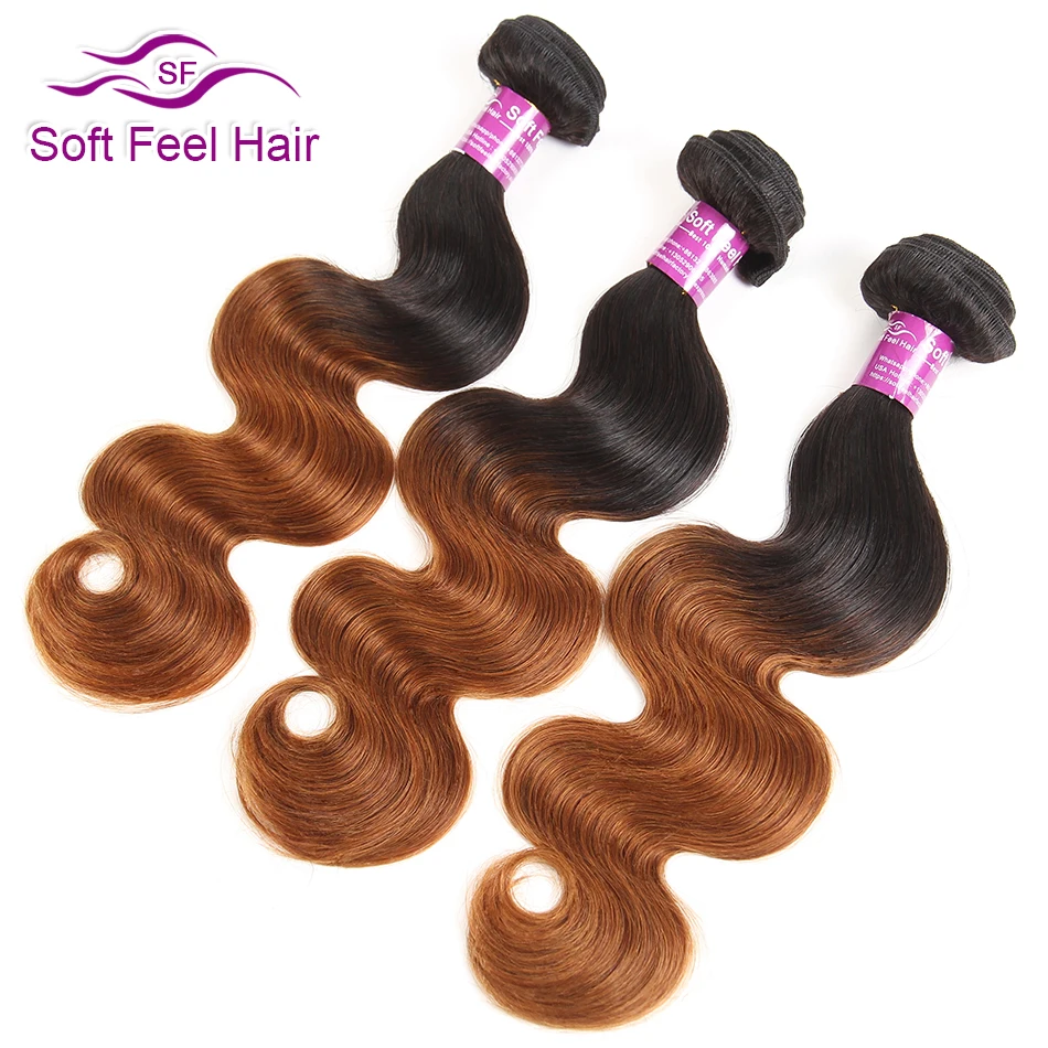 

Soft Feel Hair Ombre Malaysian Body Wave Hair Bundles 1B/30 Brown Remy Hair Extension Human Hair Weave 3/4 Bundles Free Shipping