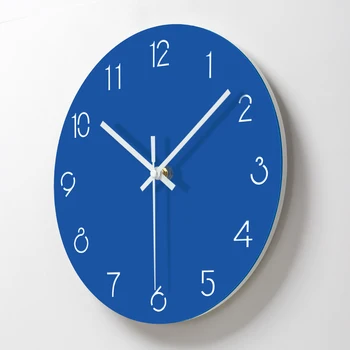 

Blue simple digital fucker laser carved wall clock living room bedroom quiet home fashion clock
