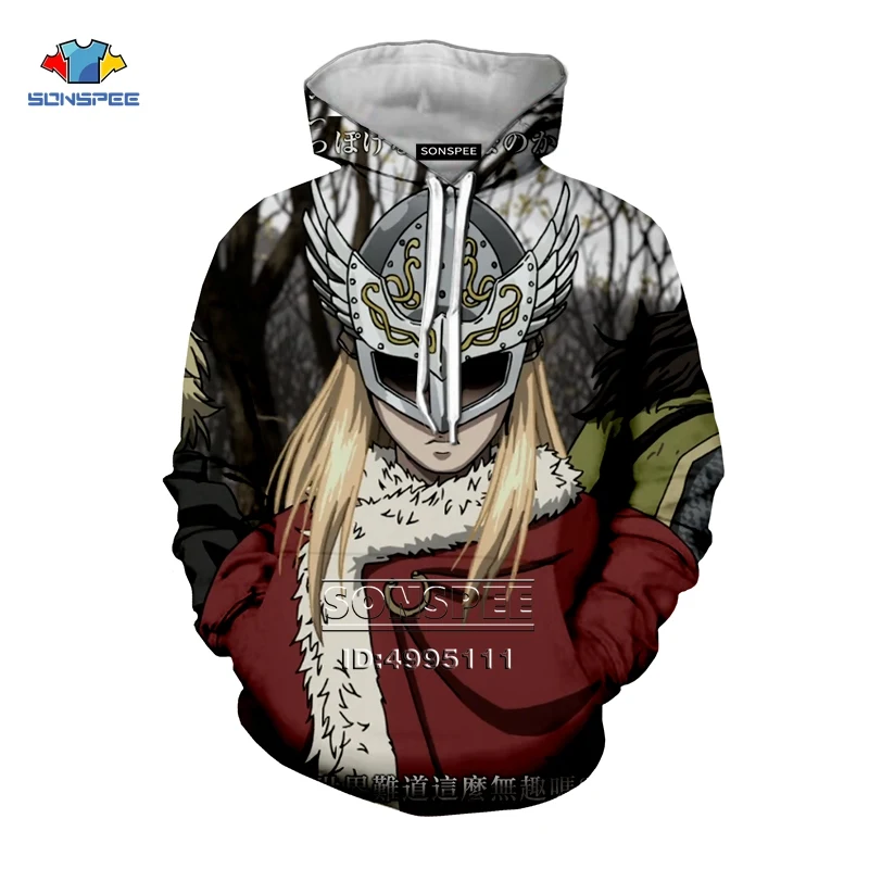 SONSPEE с 3D принтом для мужчин и женщин аниме Vinland Saga Thorfinn Manga Comics Harajuku толстовки с капюшоном толстовки повседневные с длинным рукавом