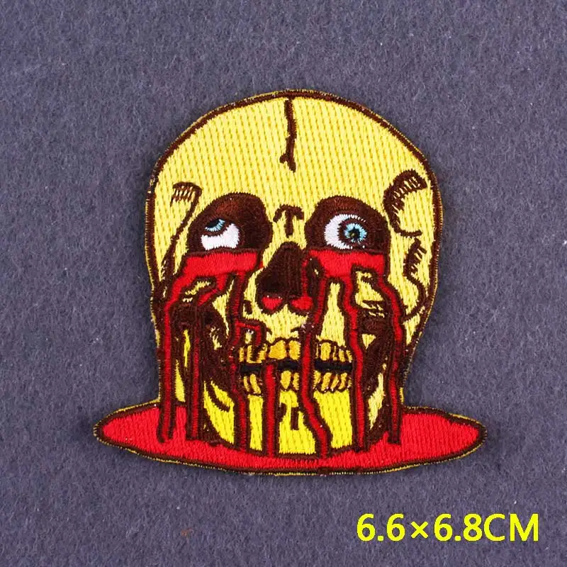 DIY Horror Badges On Backpack Punk Iron On Embroidered Patches For Clothing Stickers Skull Patches On Clothes Stripes Applique 