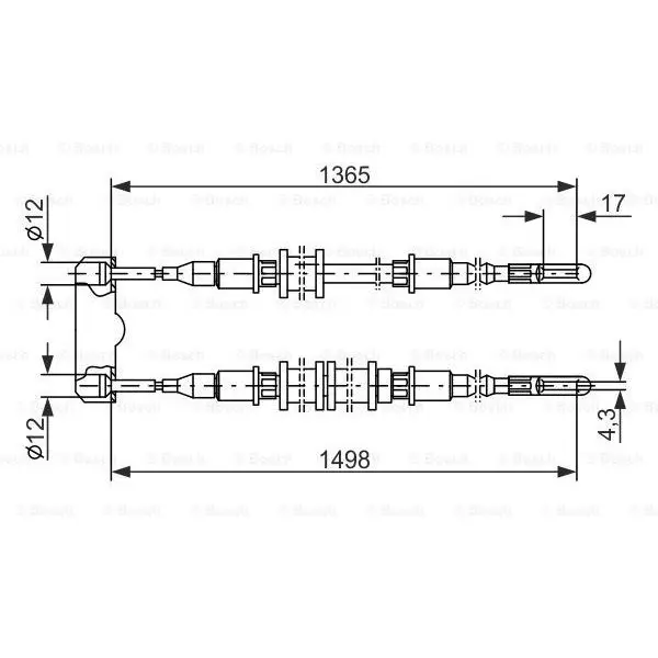 Трос ручника передний L 1498\ Opel Vectra 4x4/Calibra all 89-97