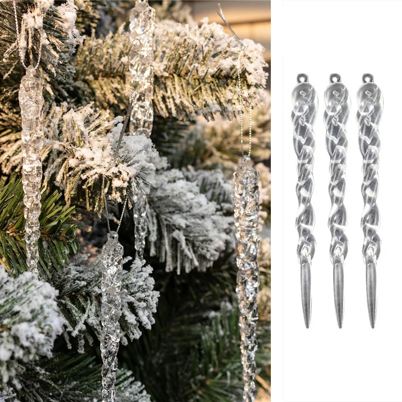 

Christmas Decoration 3/6PCS Simulation Ice Xmas Tree Hanging Ornament Fake Icicle Props X-mas Tree Decorations Winter Party