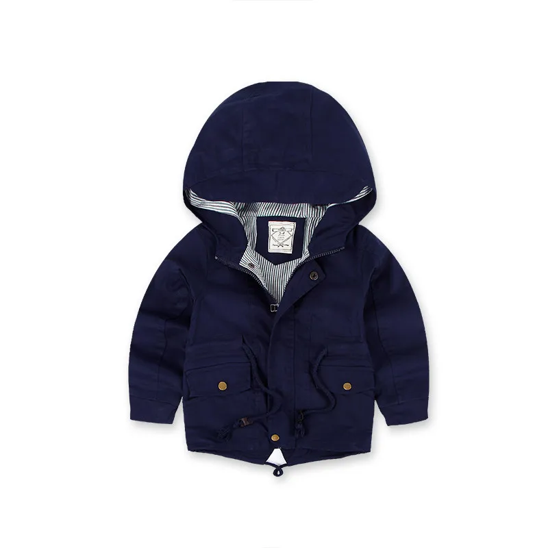 Куртка для маленьких мальчиков г., осенне-зимние куртки для мальчиков, теплая верхняя одежда с капюшоном, пальто для мальчиков, одежда детская верхняя одежда - Цвет: blue thin