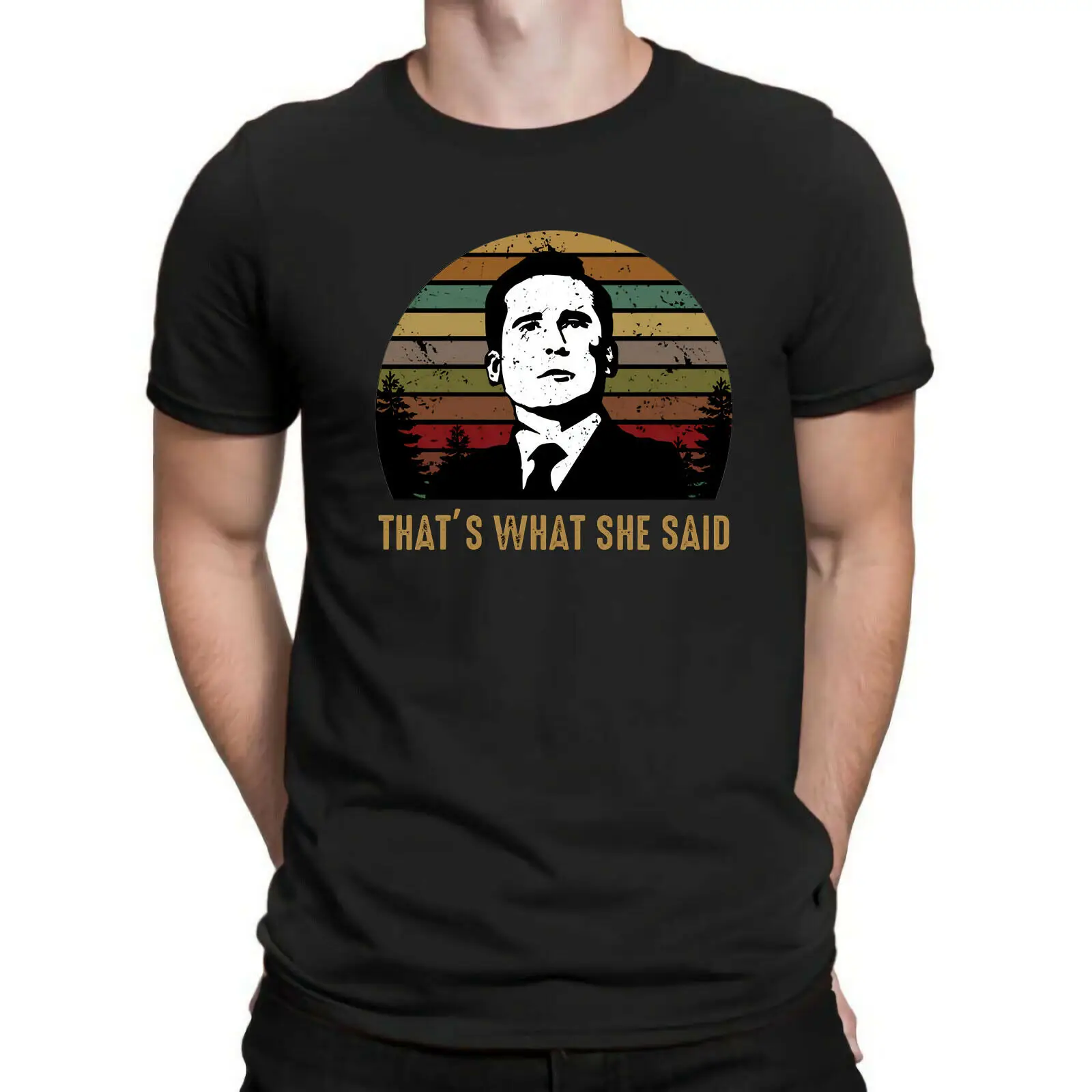 

Office Michael Scott That's What She Said Retro T-Shirt Black Men Cotton Tee