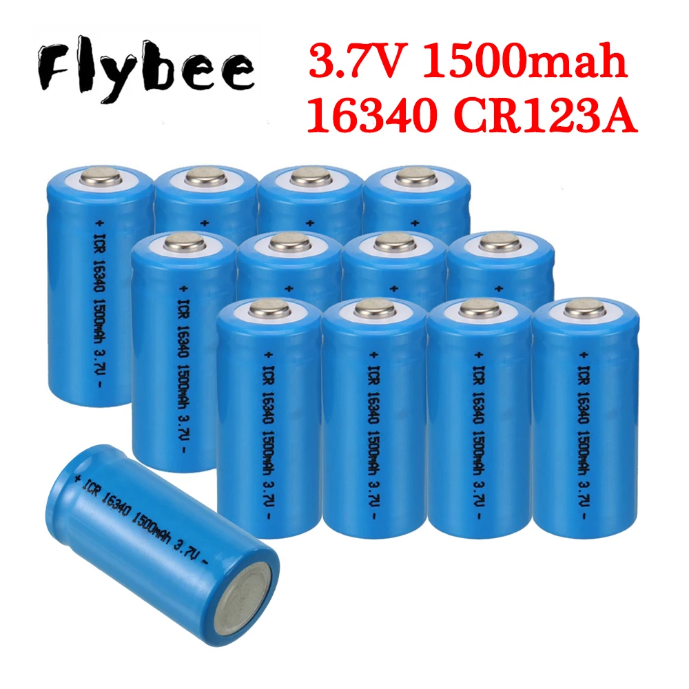Batteria Agli Ioni Di Litio 3.7V 16340 Batterie Cr123A Per Torcia A Led Puntatore Laser Batteria Di Ricambio 3.7V 1500Mah Cr123A 16340 Batteria