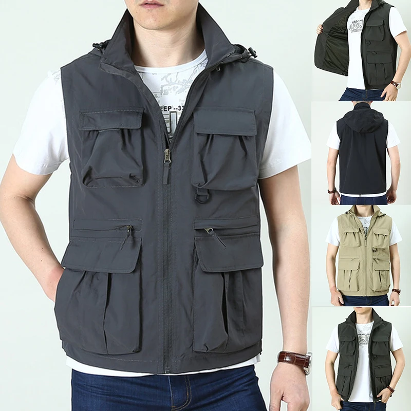 

PureLeisure Fishing Vests Quick Dry M-4XL Breathable Multi Pocket Mesh Jackets Photography Hiking Vest Army Green Fish Vest