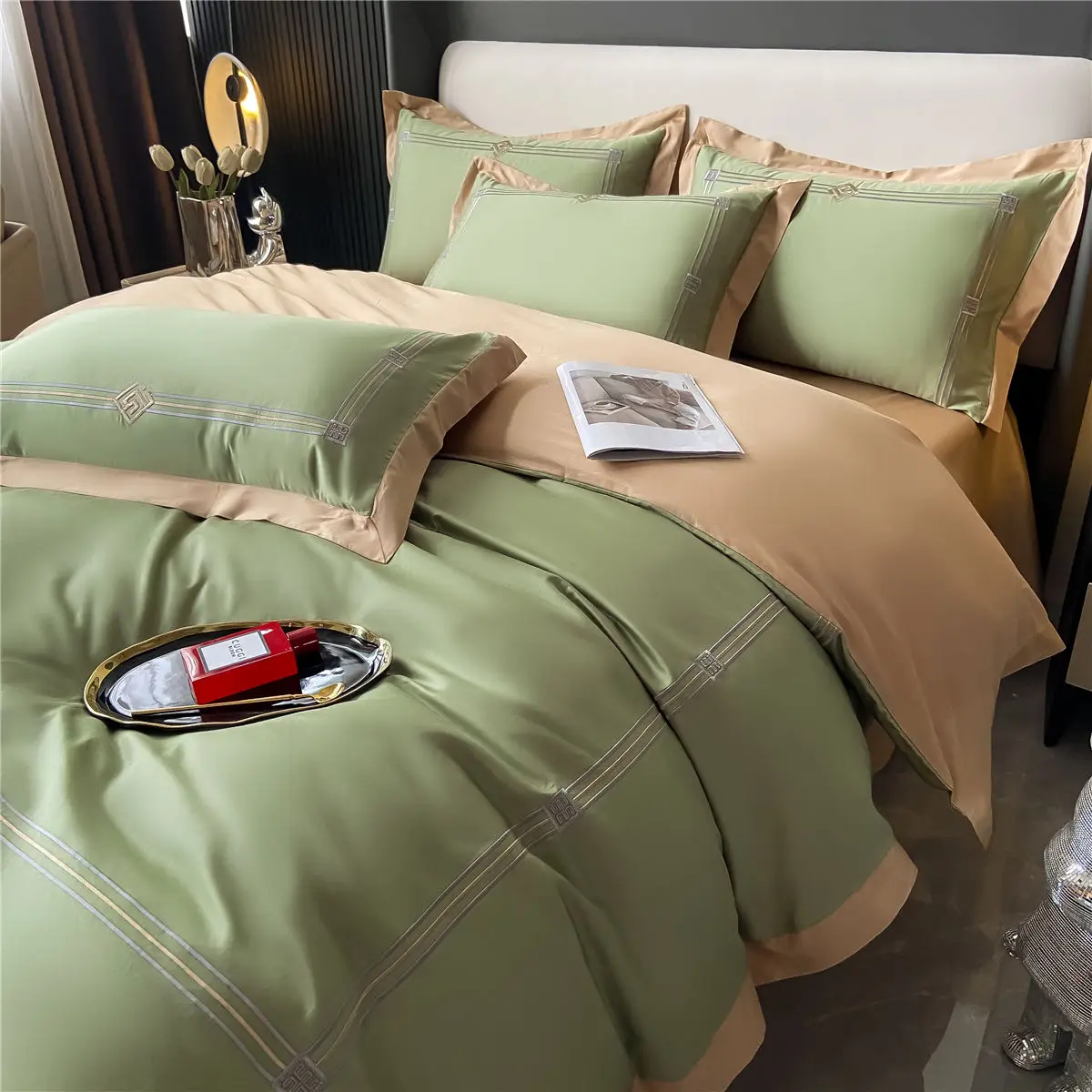 OLOEY Bedding set Egyptian cotton 100S Phnom Penh duvet cover flat sheet pillowcases Soft bed sets Embroidery